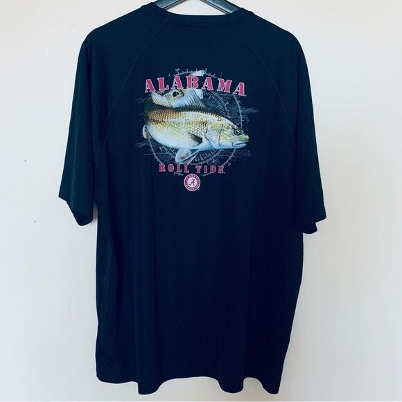 Columbia Alabama Bama Football Redfish Short Sleeve Quick Dry Fishing Boat Shirt - Picture 1 of 7